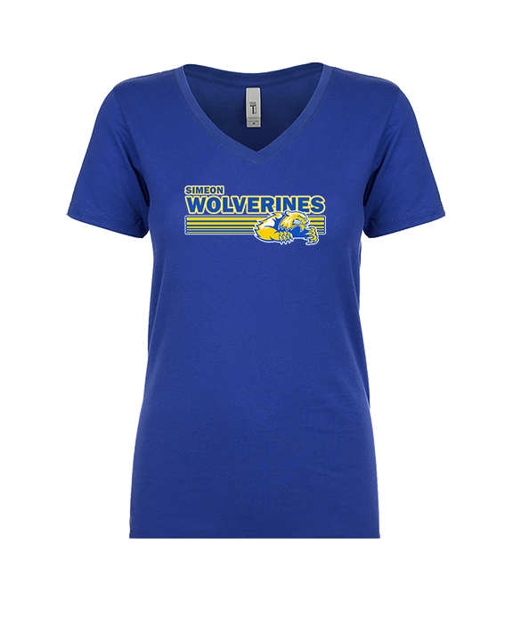 Simeon Career Academy Baseball Stripes - Womens Vneck
