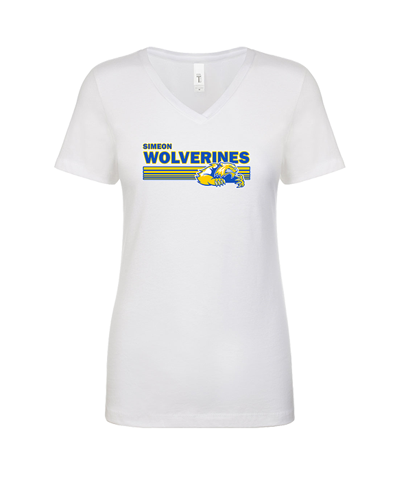 Simeon Career Academy Baseball Stripes - Womens Vneck