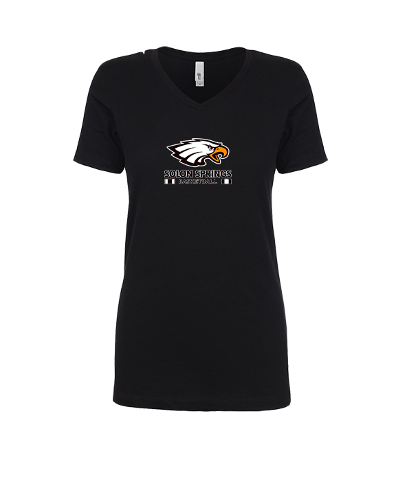 Solon Springs HS Basketball Stacked - Womens Vneck