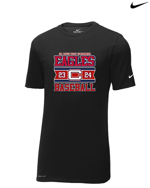 St. Lucie West Centennial HS Baseball Stamp - Mens Nike Cotton Poly Tee