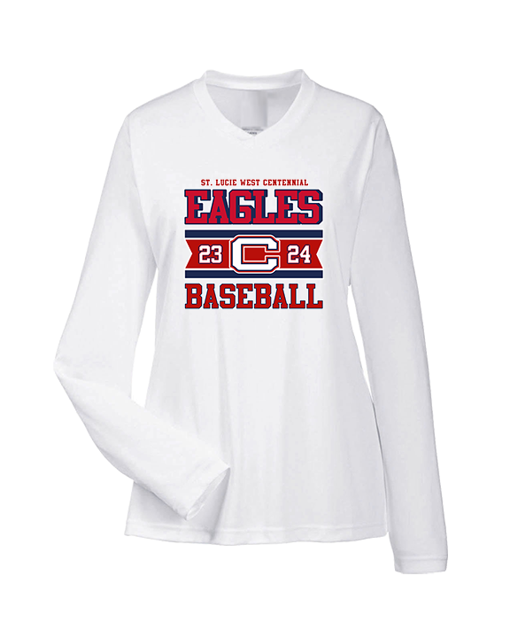 St. Lucie West Centennial HS Baseball Stamp - Womens Performance Longsleeve