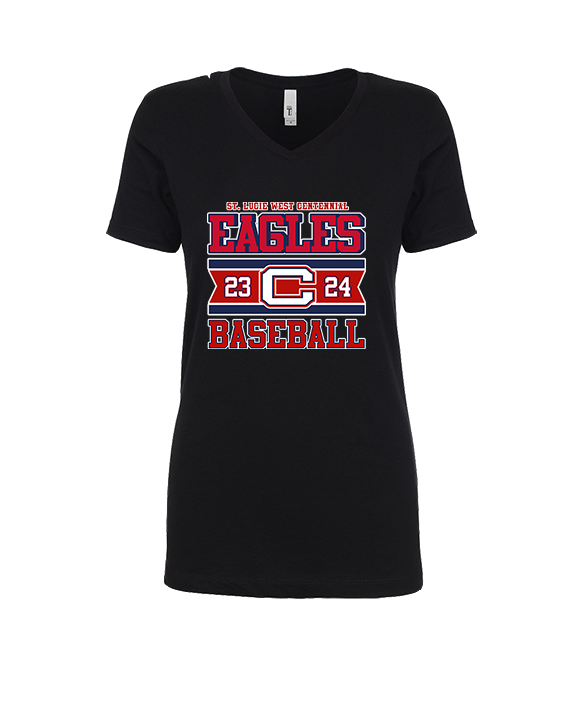 St. Lucie West Centennial HS Baseball Stamp - Womens Vneck