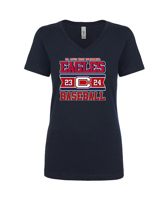St. Lucie West Centennial HS Baseball Stamp - Womens Vneck