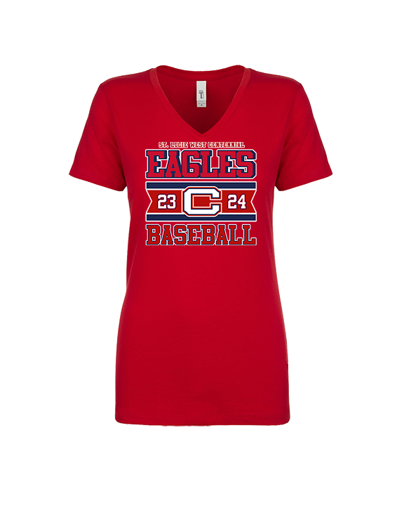 St. Lucie West Centennial HS Baseball Stamp - Womens Vneck