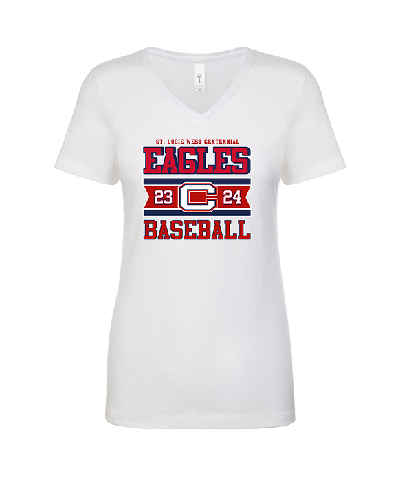 St. Lucie West Centennial HS Baseball Stamp - Womens Vneck