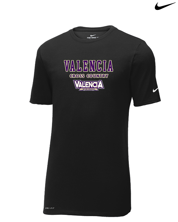 Valencia High School Cross Country Block - Mens Nike Cotton Poly Tee