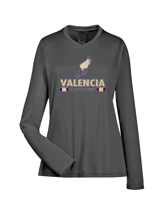 Valencia High School Cross Country Stacked - Womens Performance Longsleeve