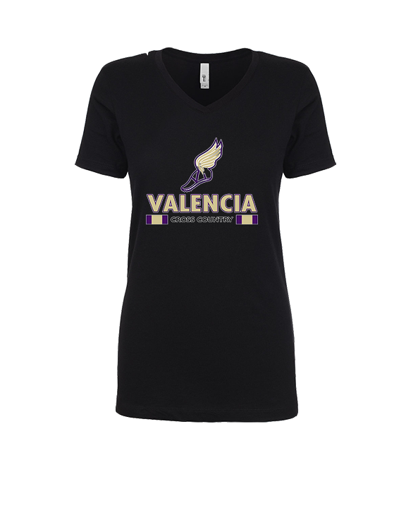 Valencia High School Cross Country Stacked - Womens Vneck