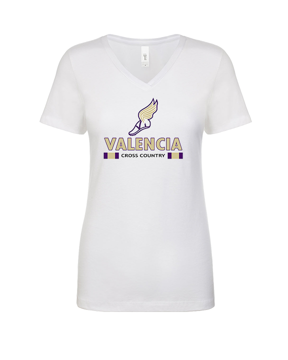 Valencia High School Cross Country Stacked - Womens Vneck