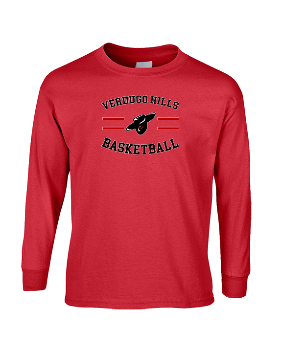 Verdugo Hills HS Boys Basketball Curve Red - Cotton Longsleeve