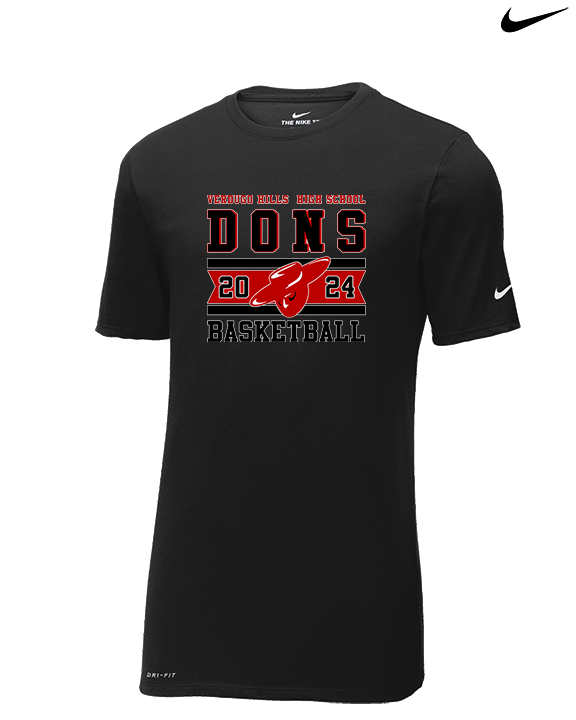 Verdugo Hills HS Boys Basketball Stamp 24 - Mens Nike Cotton Poly Tee