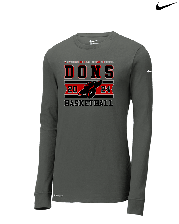 Verdugo Hills HS Boys Basketball Stamp 24 - Mens Nike Longsleeve