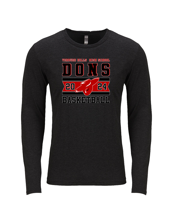 Verdugo Hills HS Boys Basketball Stamp 24 - Tri-Blend Long Sleeve