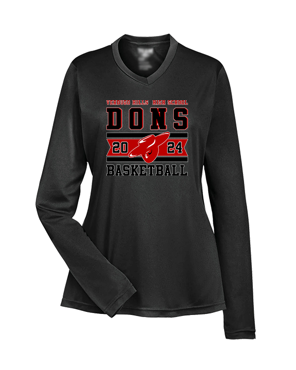 Verdugo Hills HS Boys Basketball Stamp 24 - Womens Performance Longsleeve