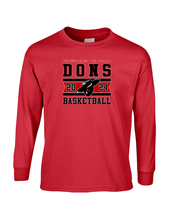 Verdugo Hills HS Boys Basketball Stamp 24 Red - Cotton Longsleeve