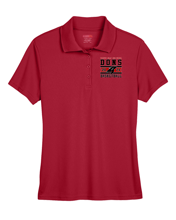 Verdugo Hills HS Boys Basketball Stamp 24 Red - Womens Polo
