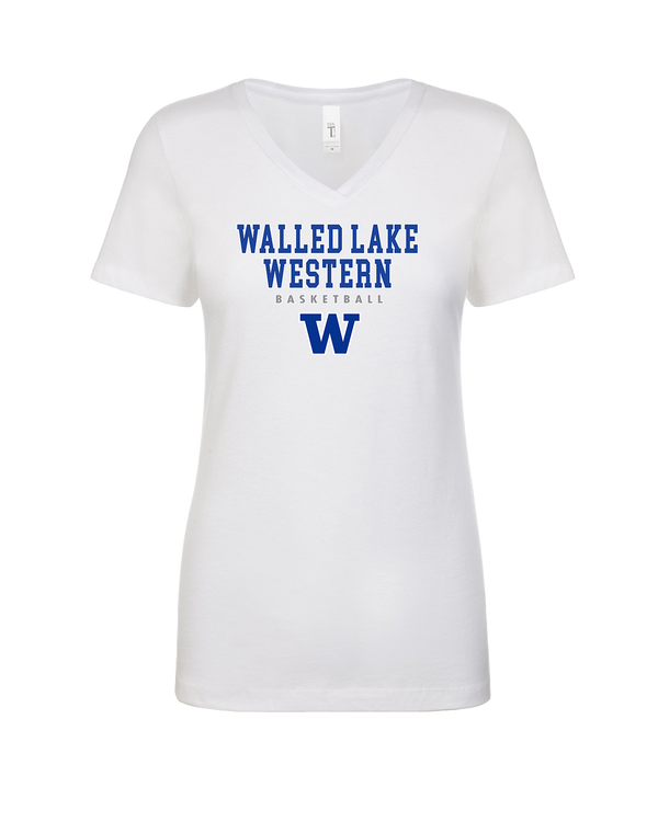 Walled Lake Western HS Girls Basketball Block - Womens V-Neck