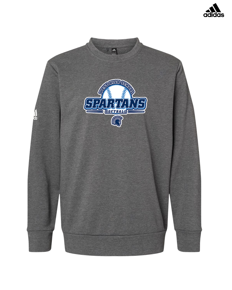 West Bend West HS Softball Logo - Adidas Fleece Crewneck Sweatshirt