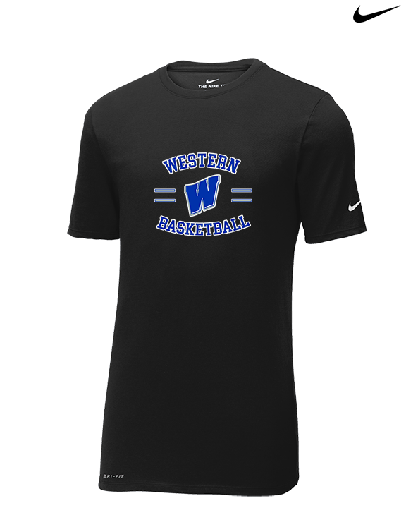 Western HS Boys Basketball Curve - Mens Nike Cotton Poly Tee