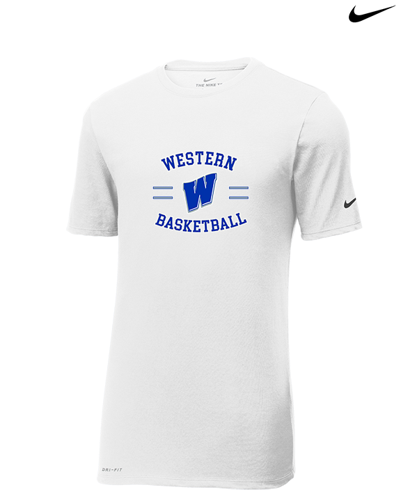 Western HS Boys Basketball Curve - Mens Nike Cotton Poly Tee
