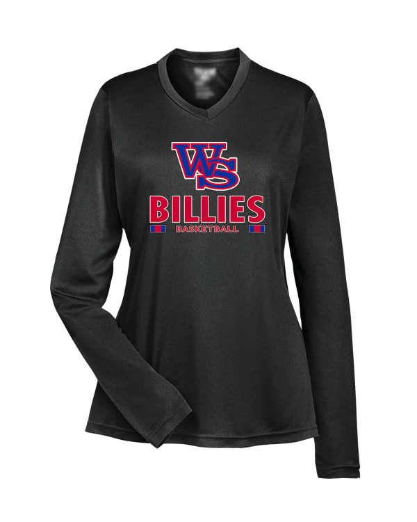 Williamsville South HS Boys Basketball Stacked - Womens Performance Long Sleeve
