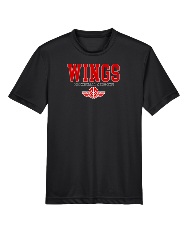 Wings Basketball Academy Basketball Block - Youth Performance T-Shirt