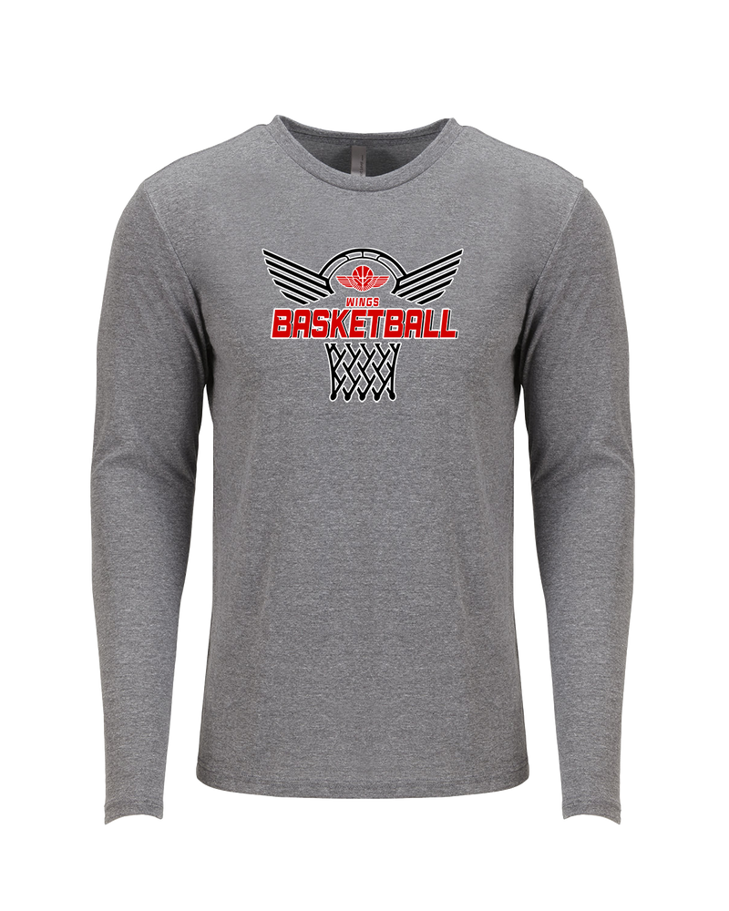 Wings Basketball Academy Nothing But Net - Tri Blend Long Sleeve
