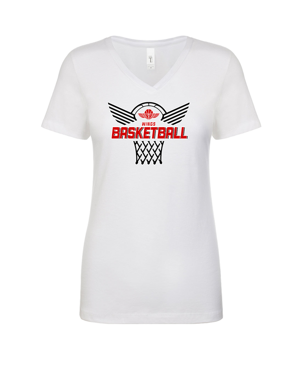 Wings Basketball Academy Nothing But Net - Womens V-Neck