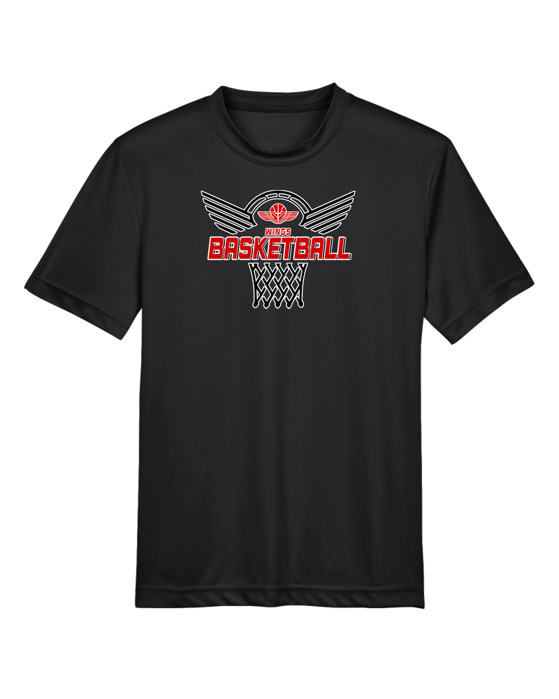 Wings Basketball Academy Nothing But Net - Youth Performance T-Shirt