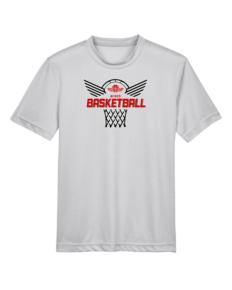 Wings Basketball Academy Nothing But Net - Youth Performance T-Shirt