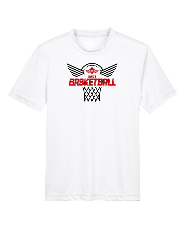 Wings Basketball Academy Nothing But Net - Youth Performance T-Shirt