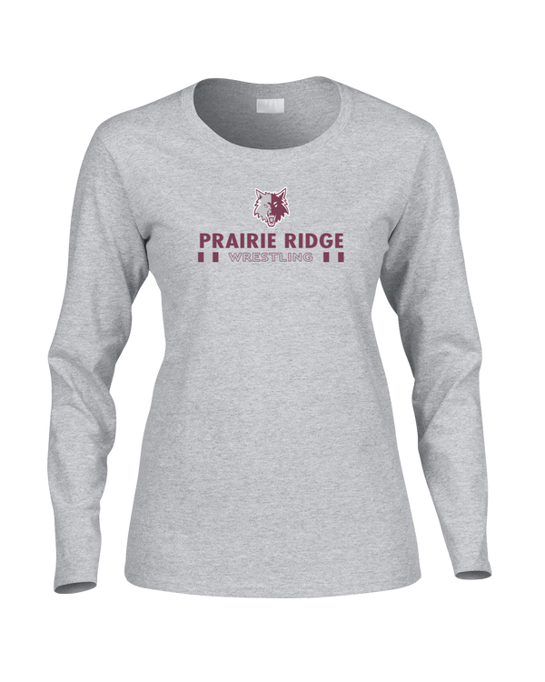 Prairie Ridge HS Wrestling Stacked - Women's Cotton Long Sleeve
