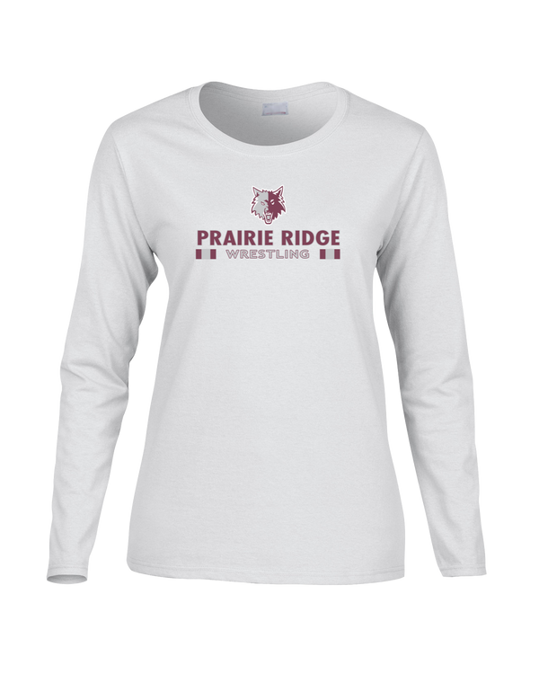 Prairie Ridge HS Wrestling Stacked - Women's Cotton Long Sleeve